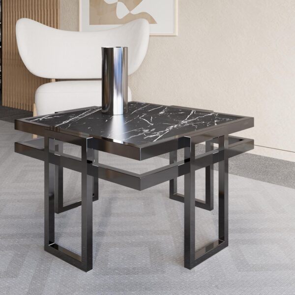 Square Side Faux Marble Table