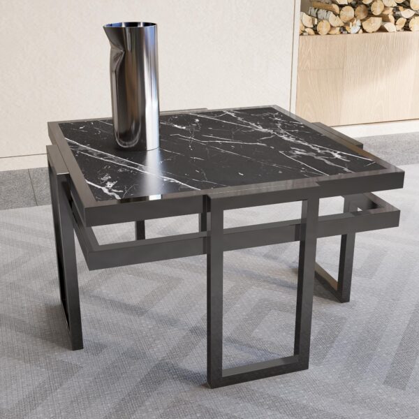 Square Side Faux Marble Table