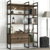 Modern Bookcase with 2 Doors 5 Shelves