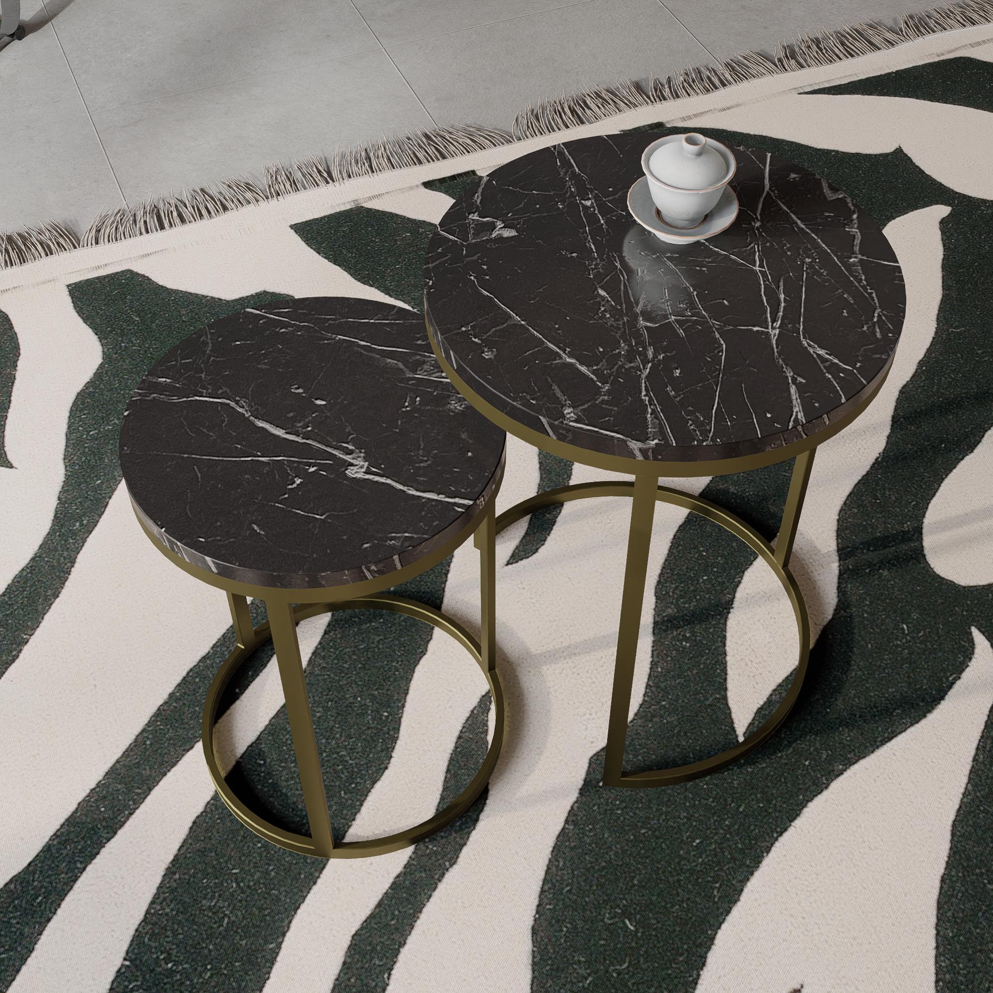 Round Side Faux Marble Table